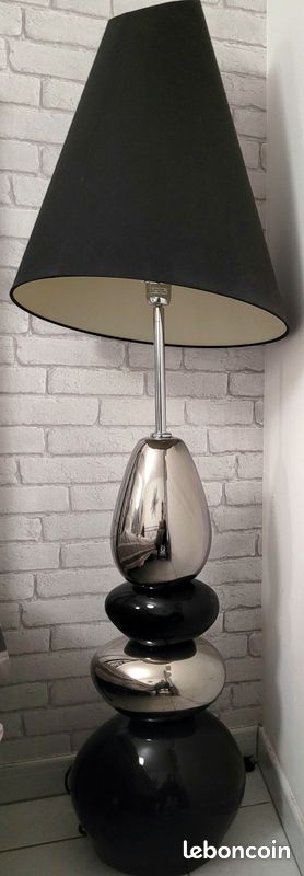 Lampadaire galets noir et chrome design (image 1)
