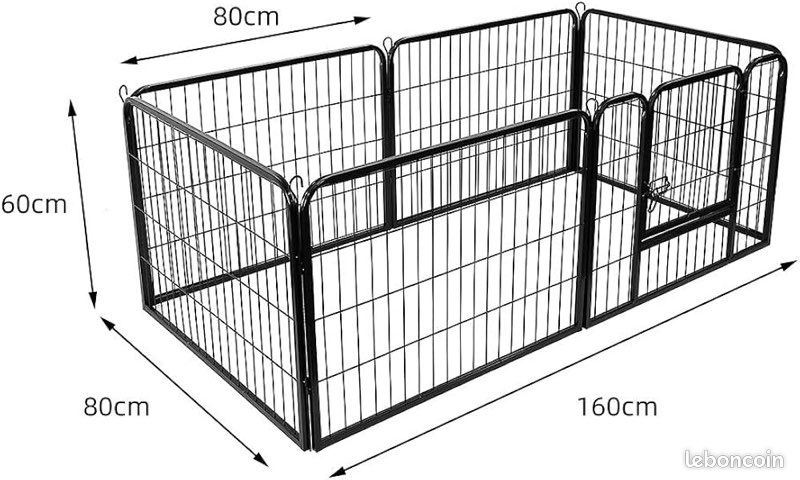 Parc/Enclos à Chiots avec 1 Porte et 8 Panneaux pour Chiens et Autres Animaux, Pliable (image 2)