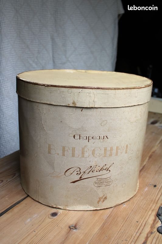 Magnifique Boîte à Chapeau Vintage Rétro Marron Taille XL - Occasion