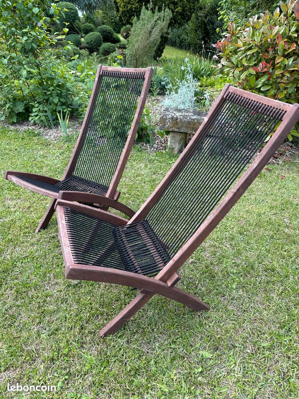 2 Chaises bois et cordes jardin (image 3)
