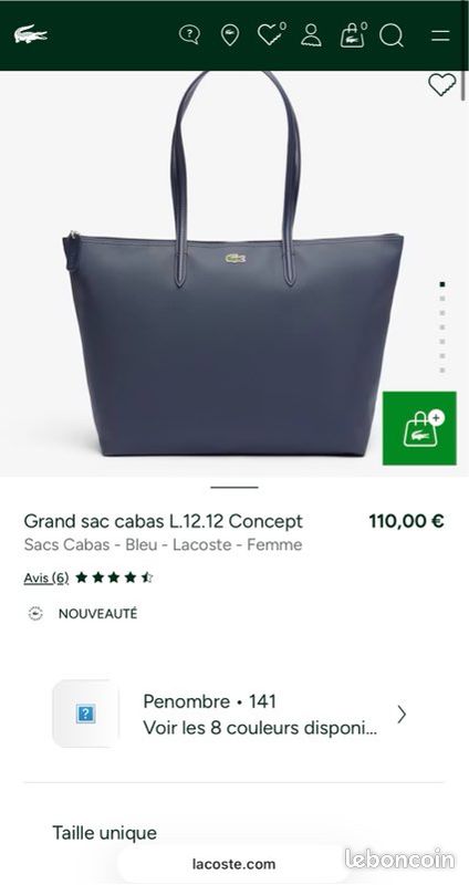 Sac Lacoste bleu marine – grand cabas tote bag – bon état