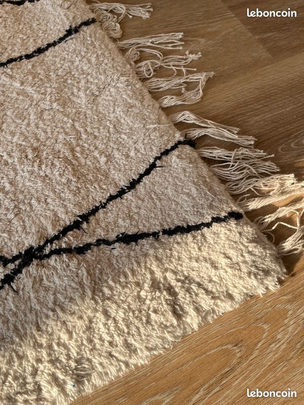 Grand Tapis D'inspiration Berbère - 230x160 Cm - Coton Beige - Neuf Sans étiquette