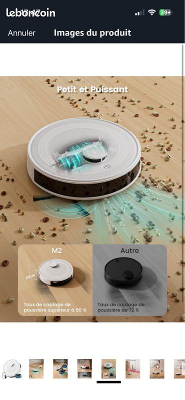 Robot Aspirateur Laveur Lefant M2L Plus - 6000Pa, Station Auto-vidage, Navigation LiDAR, évitement Obstacles, Idéal Poils Animaux