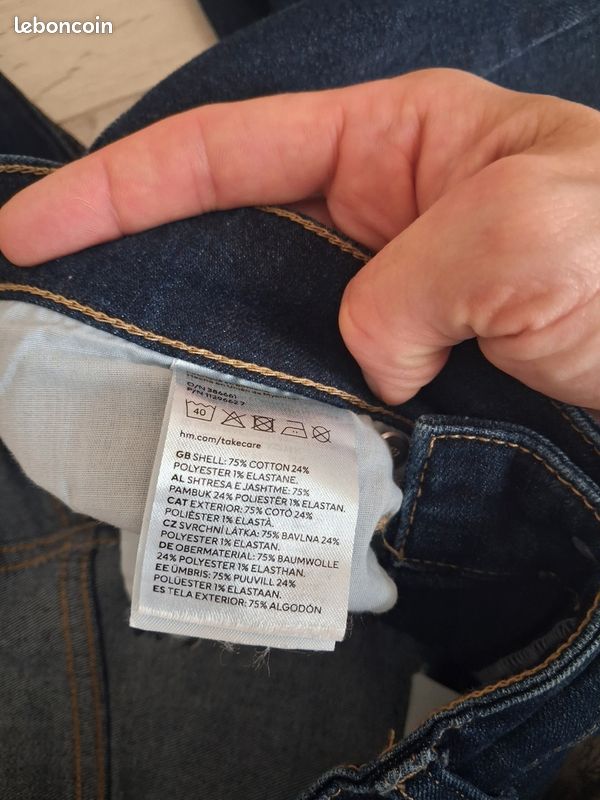 Jean slim bleu marine "H&M" taille XS (34) en tres bon etat (image 9)