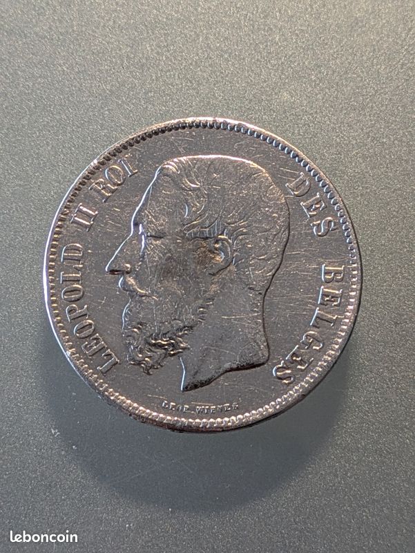 Piece 5 francs Leopold II 1869 (image 1)
