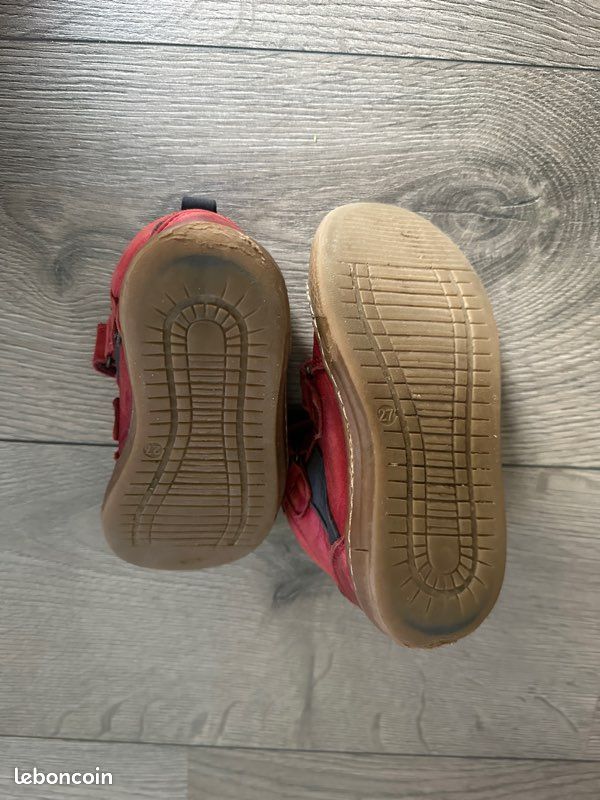 Chaussures montantes scratchs Norvik cuir rouge – 27 (image 8)