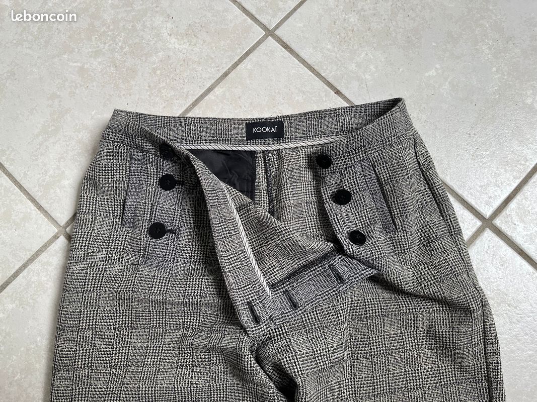 Jean Pantalon Kookai Taille 36/38 Noir Toile Enduite - Occasion Très Bon État