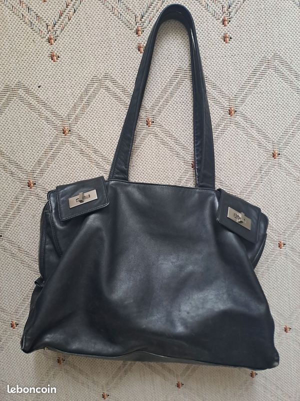 Sac à main cuir noir Nicoli (image 1)