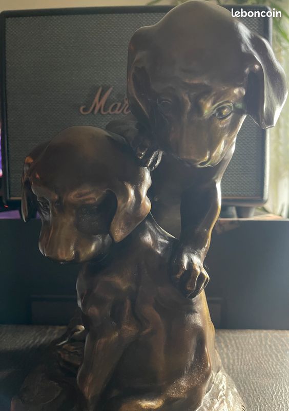 Chiots au scarabée grand bronze ancien Géo Vacossin (image 3)