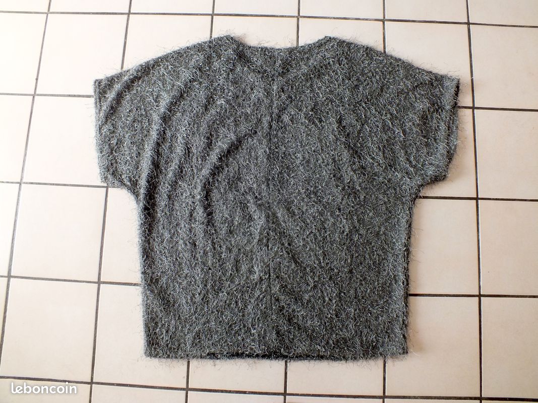 Haut pull hiver gris sans manches TOSCANE femme taille 3 en TBE (image 5)