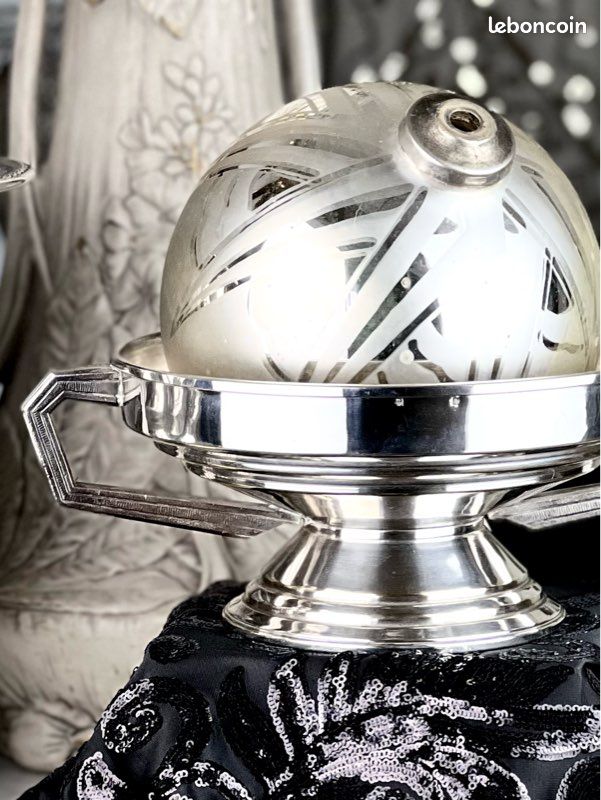 Rare épingle Ancienne Art Déco/Art Nouveau - Métal Argenté Et Onyx