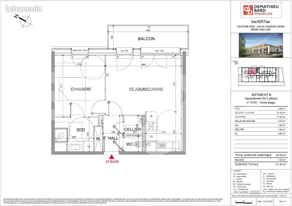 Appartement 2 pièces 44 m² · à Halluin · 44 m² · 645 €/mois