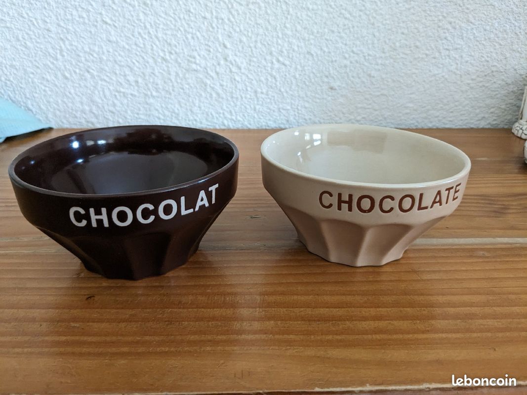 Lot deux Bols Chocolat à Facettes (image 6)