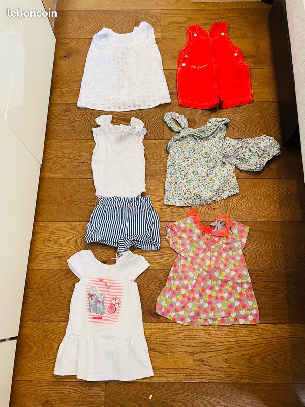 Lot Vetement fille printemps été 12 mois, 50 pièces (image 1)