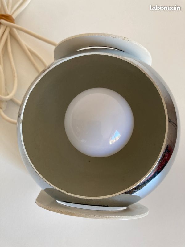 Lampe EYE BALL SPACE AGE 1960 Chromée orientable ITALIE à la manière de Gino Sarfatti (image 13)