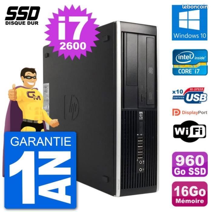 PC HP 8200 Elite SFF Intel i7-2600 RAM 16Go SSD 960Go Windows 10