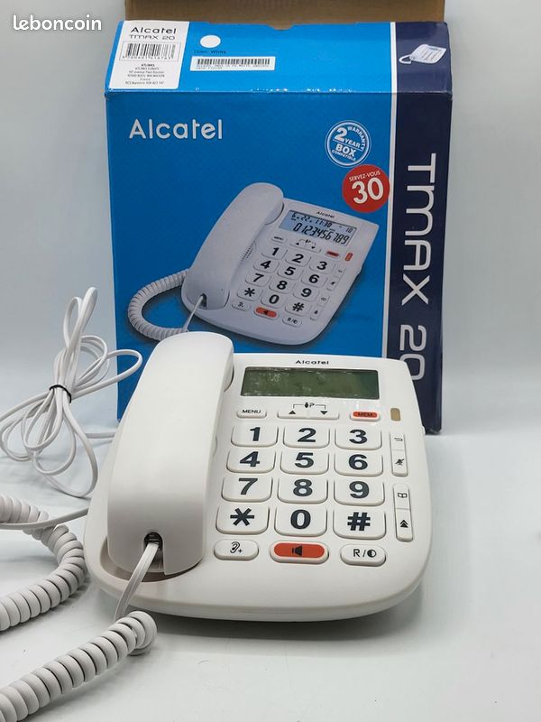#A12 – Téléphone fixe Alcatel Temporis Tmax 20 blanc avec boîte fonctionne (image 2)