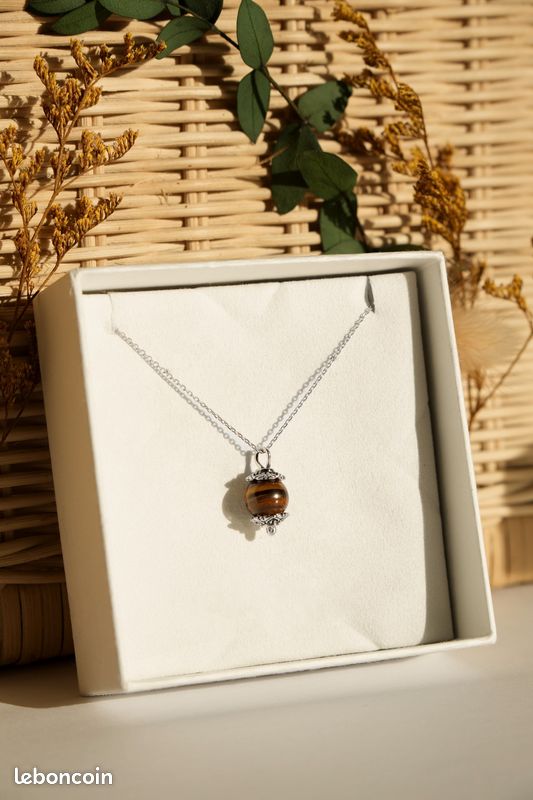 Pendentif Donut en Oeil de Tigre - Vibrations Cristallines