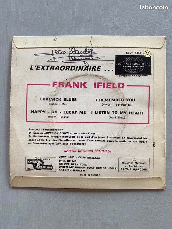 Vinyle Frank Ifield – Lovesick Blues (image 2)