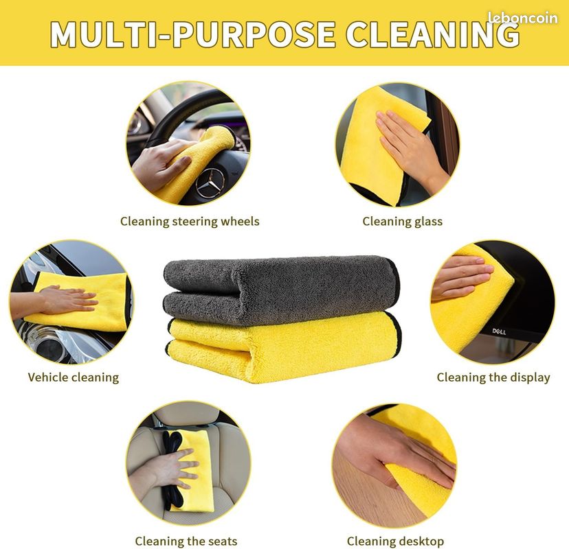 6PCS Kit Nettoyage Voiture, Kit Lavage Voiture Avec 4PCS 600GSM Chiffon Microfibre Et 2pcs Gant Lavage Voitures Detailing Auto Entretien Accessoires 88886150