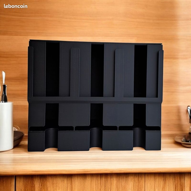 Organisateur De Sachets De Thé - Boîte à Thé 3 Compartiments En ABS - Noir - Lot De 2 - Pour Bureau, Cuisine