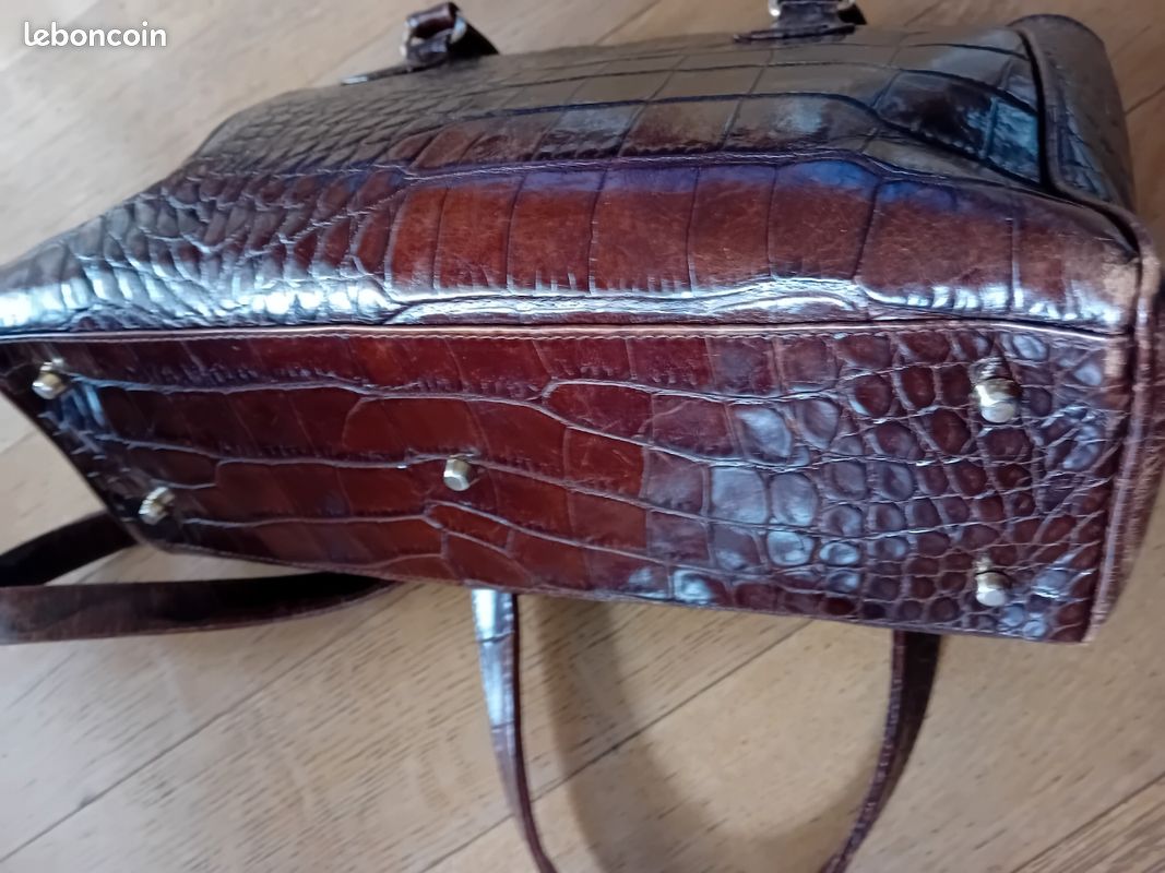 Sac à Main Sonia Rykiel En Cuir Marron - Modèle Charming Line Style Bowling, Occasion