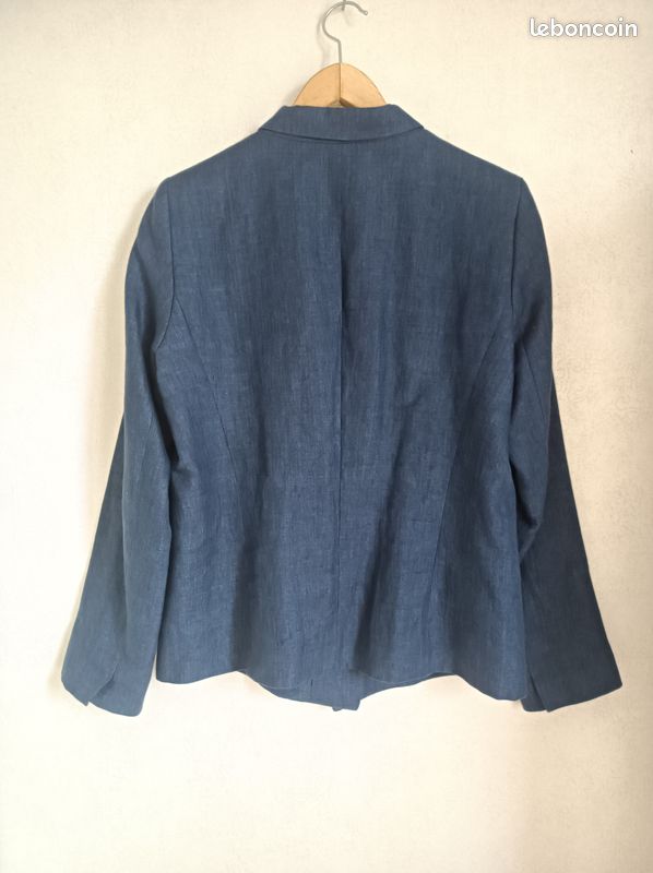 đŠ Superbe veste bleue en lin T44 TBE (image 7)