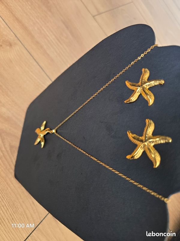 Ensemble Collier et Boucles d'Oreilles Étoiles de Mer Dorées (image 5)
