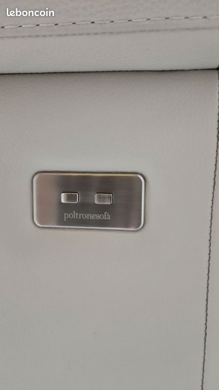 Canapé électrique avec méridienne en cuir Poltrone Sofa Coloris beige BONDENO (image 6)