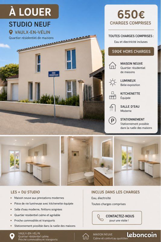 Appartement 1 pièce 22 m² · à Vaulx-en-Velin · 22 m² · 650 €