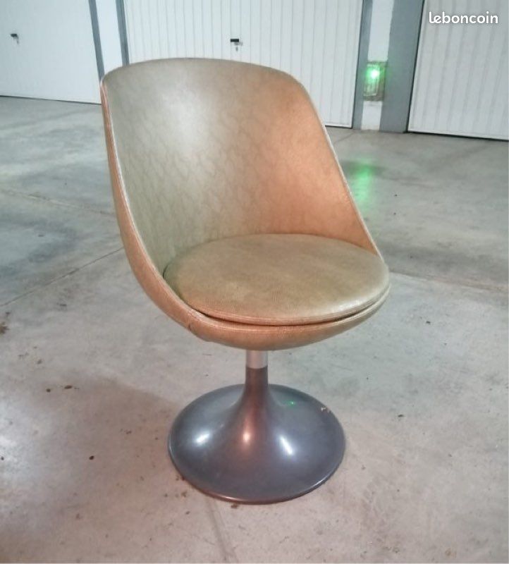 Lot de 4 chaises cuir imitation serpent beige (image 1)