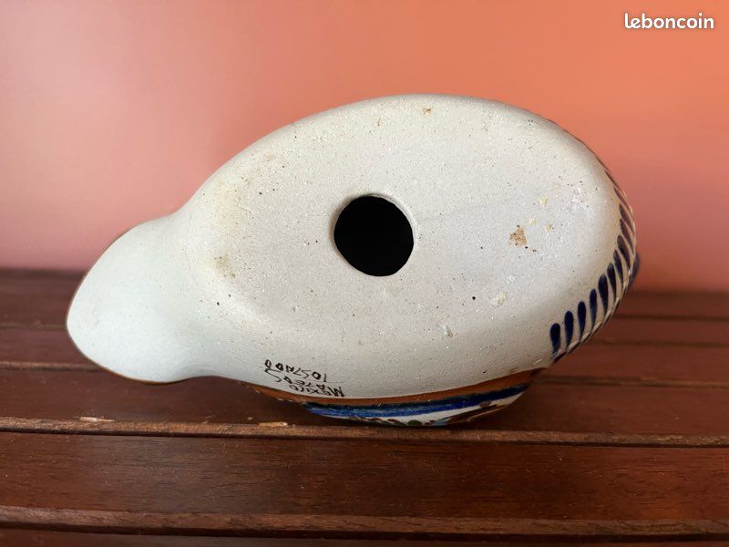 FIGURINE CANARD VINTAGE En Céramique Peinte Mexico Collection Originale 653226