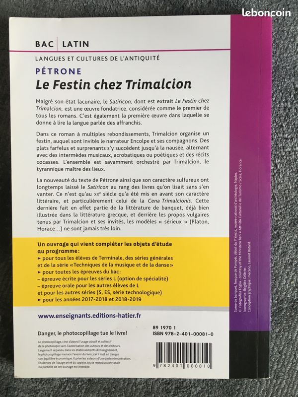 Le festin chez Trimalcion - Petrone - Editions Hatier - BAC Latin (image 2)