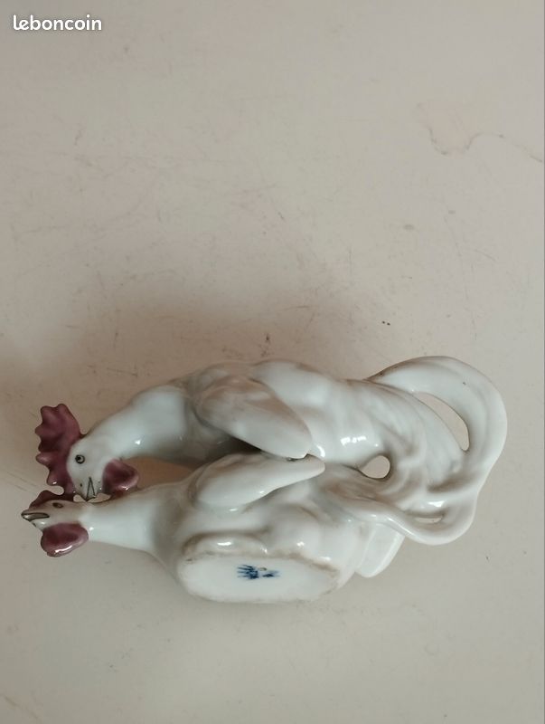 Porcelaine de Capodimonte poule et coq en action (image 5)