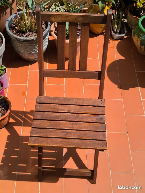 Chaise bois acacia pliante terrasse balcon jardin (image 3)