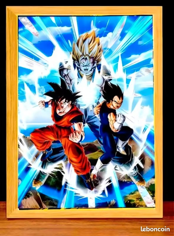Cadre LED Dragon Ball Z Goku et Vegeta A5 – Veilleuse Anime 3 Couleurs – Cadre Lumineux Déco Gaming Chambre (image 3)