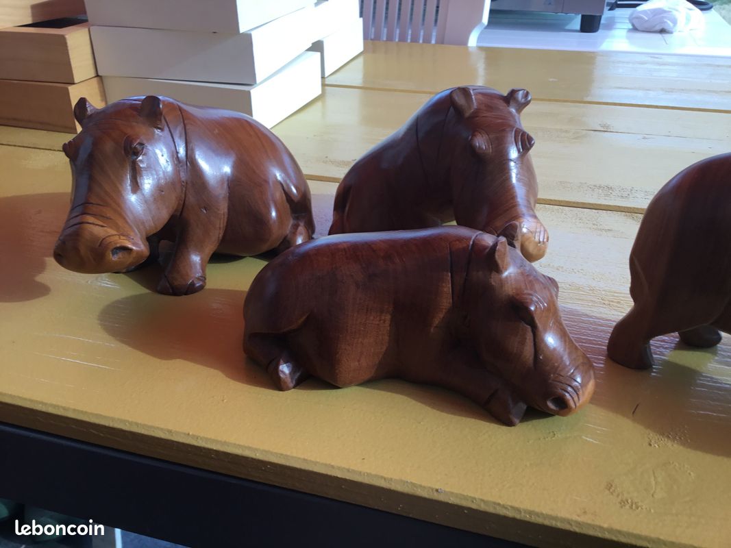 Statue d’hippopotames en bois exotique (image 5)