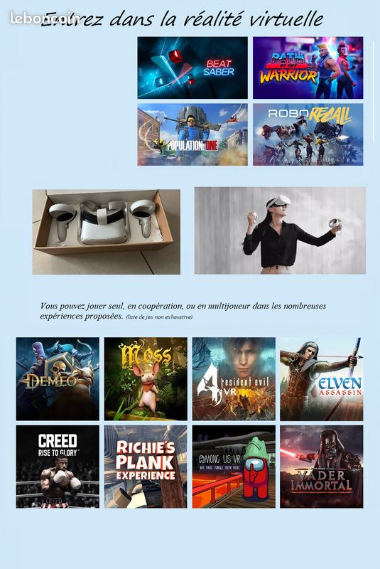 Oculus quest 2 (256 Go) + 30 jeux (image 1)
