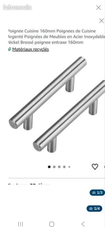 Neuf Lot de 15 poignées meuble de cuisine en acier couleur inox inoxydable (image 1)