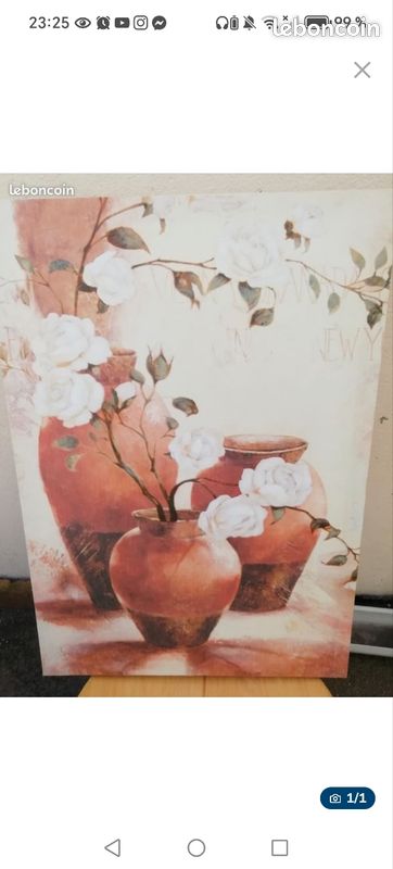 Grand toile au 3 pots printaniers (image 1)