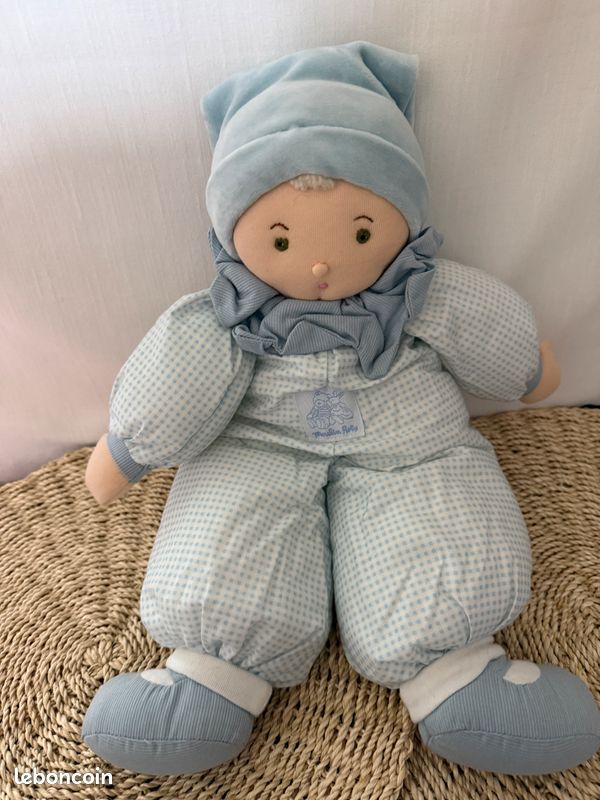 Doudou poupée lutin vichy rose MOULIN ROTY grand modèle (image 1)