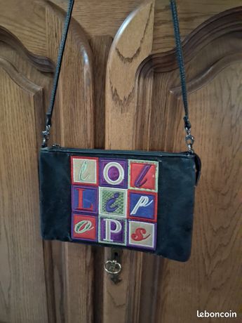 Pochette Mixte Tissu Et Daim Lollipops - Occasion En Très Bon état