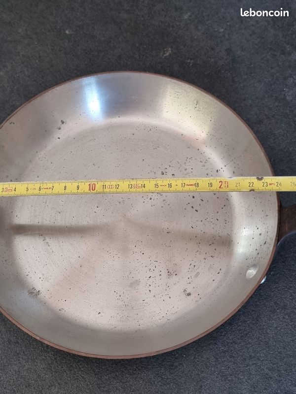 Pour restaurant lot de 2 poêles cuivre massif étamé pro (image 3)