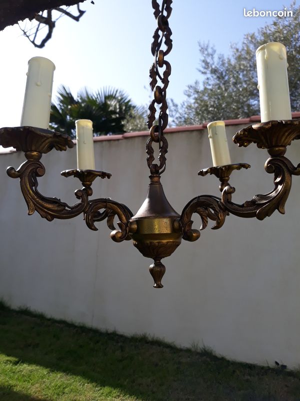 Lustre en bronze 4 branches (image 2)