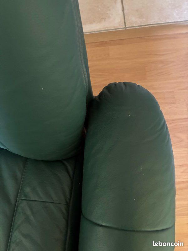 Fauteuil accoudoir en cuir vert (image 3)