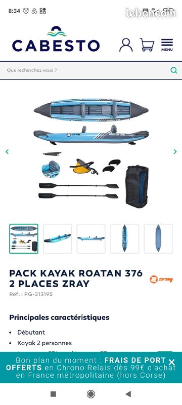 Kayak zray roatan 376 comme neuf (image 1)