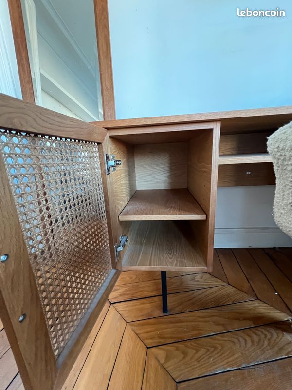 Bureau chêne portes en canage (image 3)