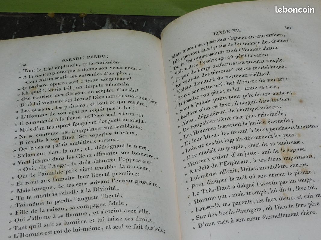 Le paradis perdu par milton traduit par jacques delille 2 volumes reliés 1820 poème christianisme adam ève satan lucifer (image 8)