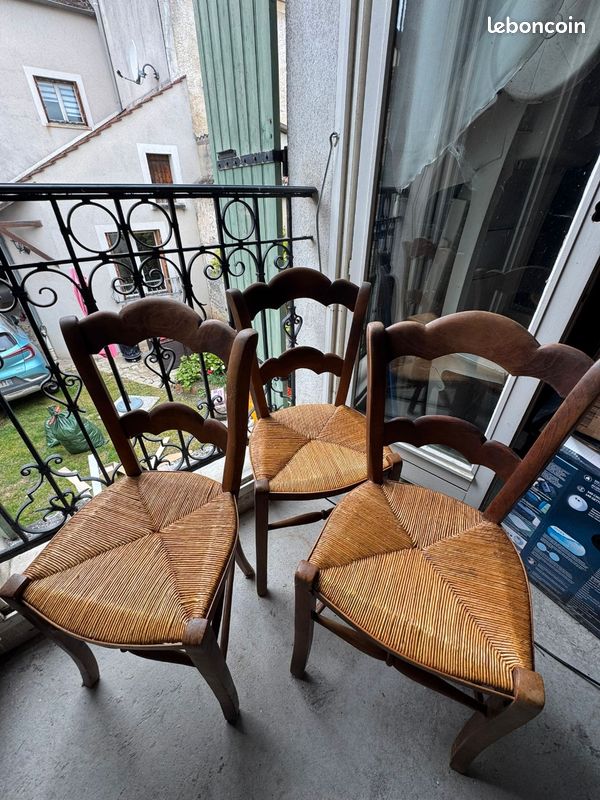 Anciennes chaise bois paillées (image 2)