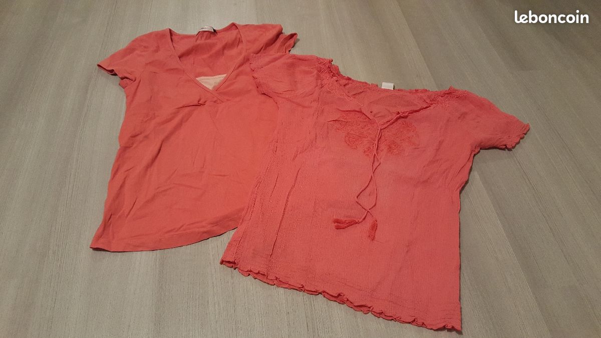 Lot de 2 T shirt léger corail taille 36/38 (image 1)